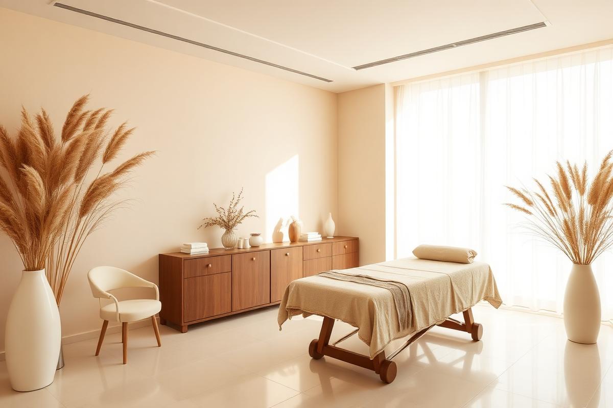 Interior da clínica Bloom Estética com iluminação natural e detalhes botânicos